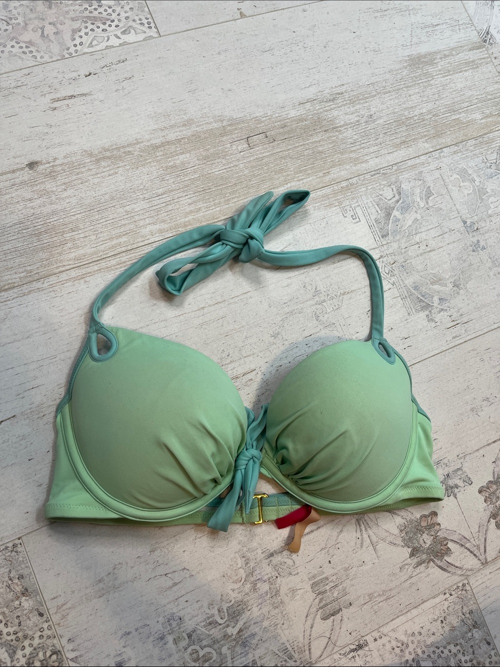 Victorias Secret Mint and Blue Pushup Bikini Top Size 36C